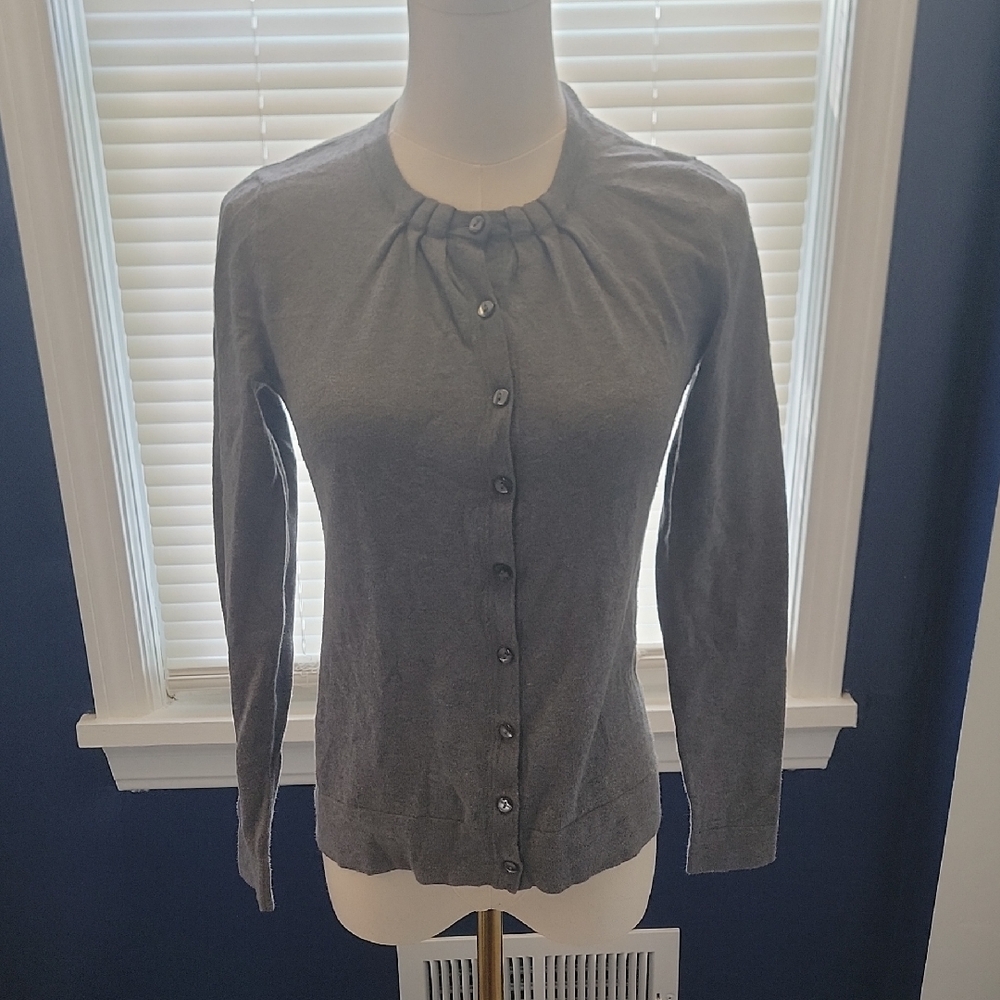 LOFT Gray Button-Up Cardigan